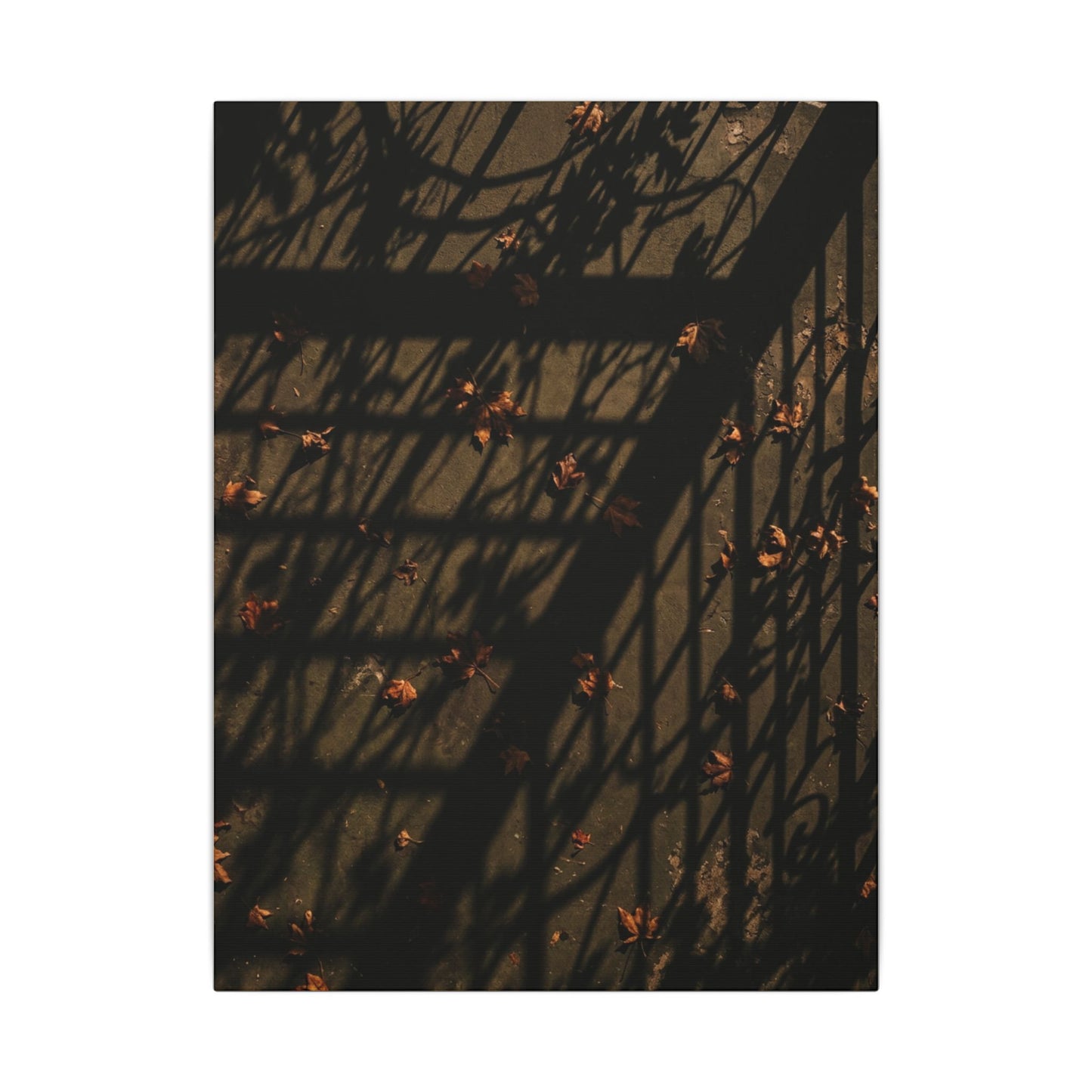 Shadow Play Canvas Art | Autumn Dark Japandi Moody Minimal Art