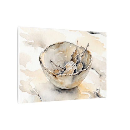 Ceramic Bowl Canvas Art | Winter Japandi Watercolor Art