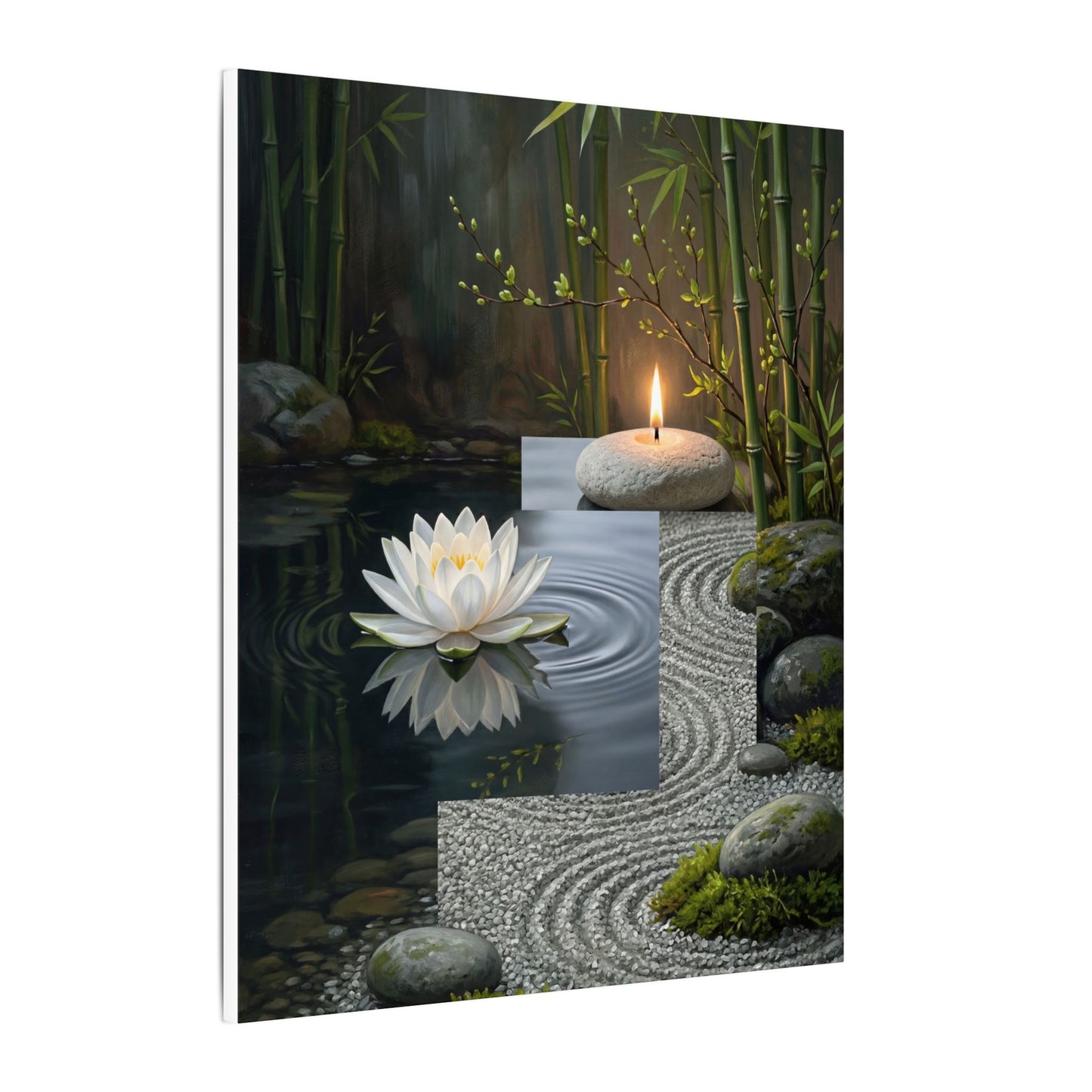 Candlelight Lotus Flower Canvas Art - Zen Kanso
