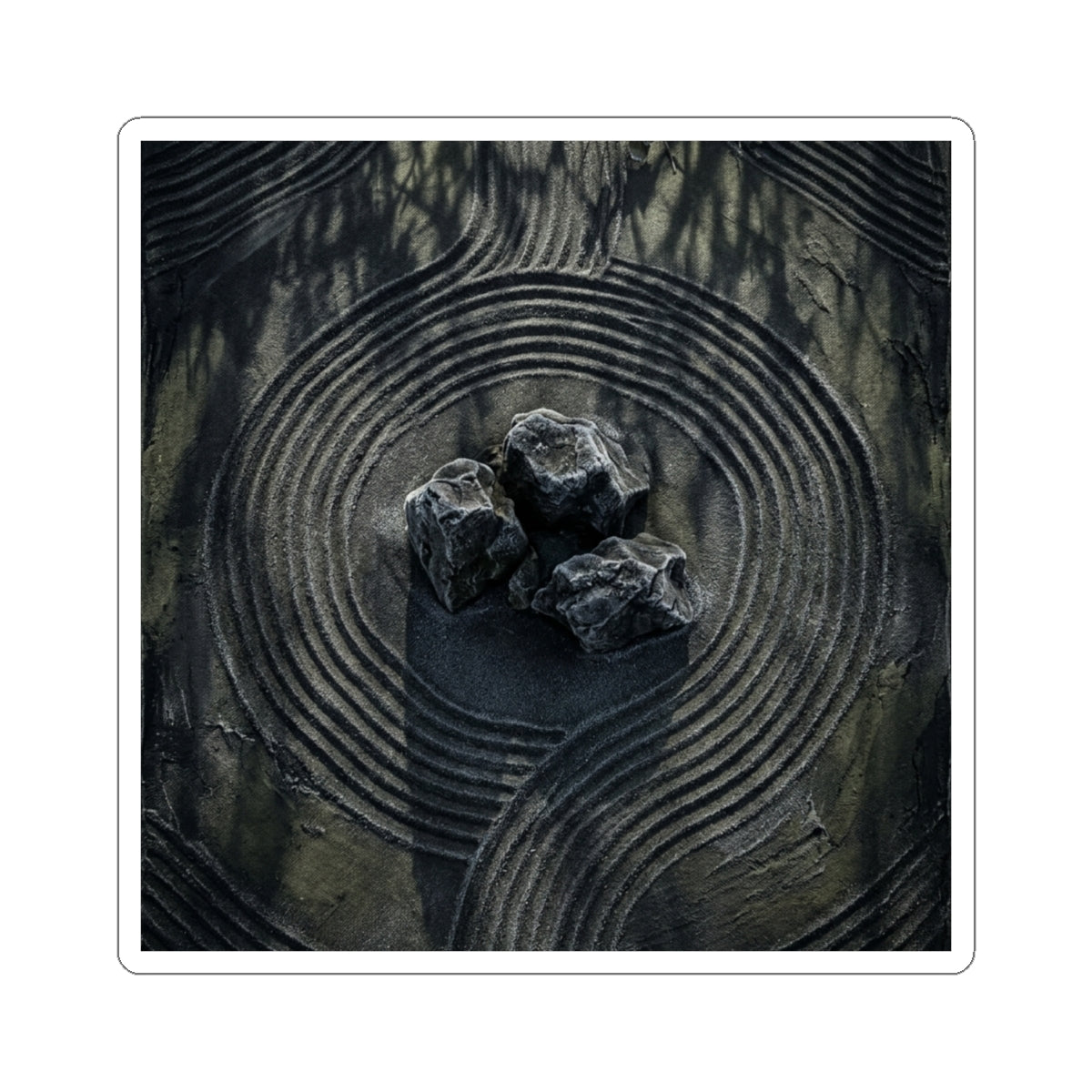 Rock Garden Sticker | Winter Dark Japandi Dark Texture Art