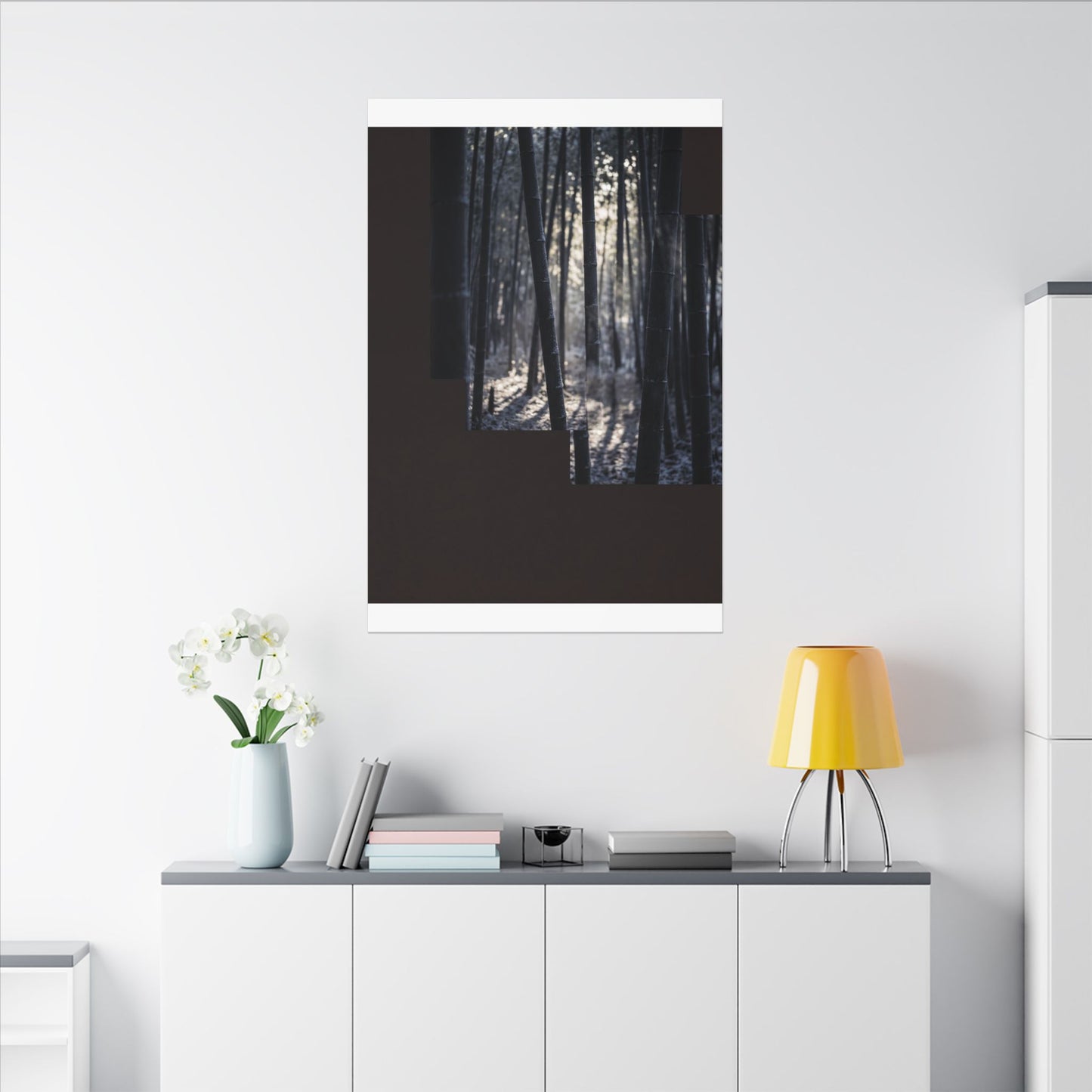 Bamboo Grove Canvas Art | Winter Dark Japandi Moody Minimal Art