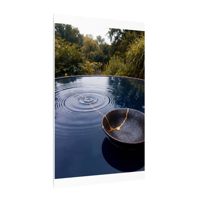 Kintsugi Water Ripple in Overcast | Broken Beauty Canvas Art