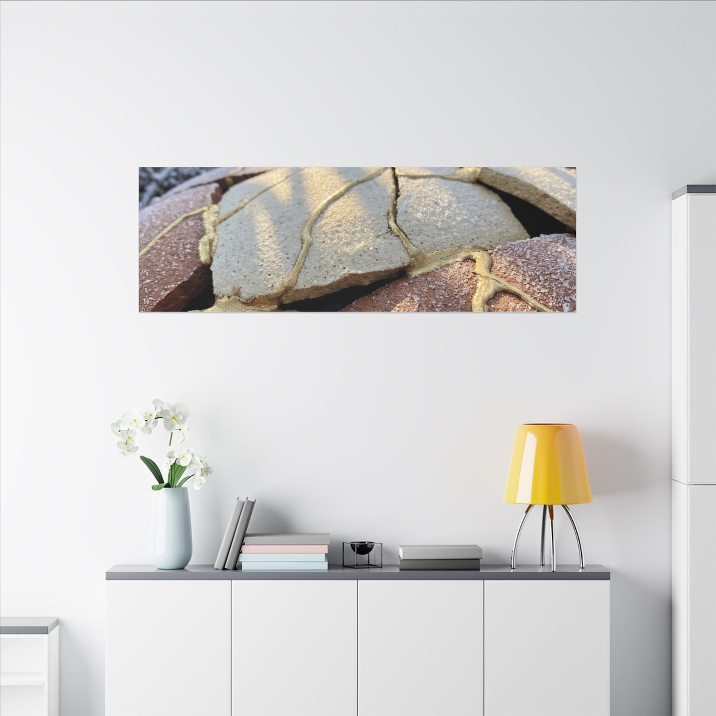 Broken Pottery Crackle Gold Canvas Art | Healing Kintsugi Art