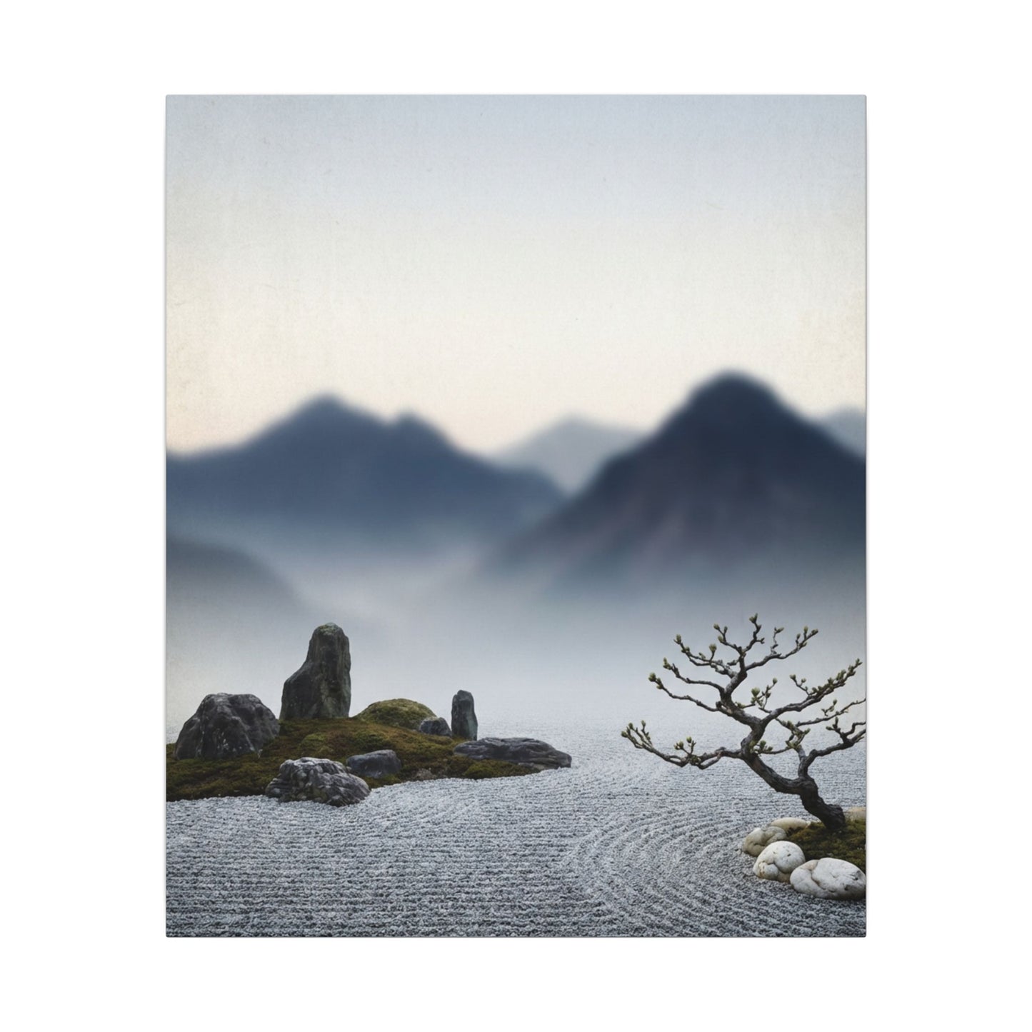 Mountain Mist Karesansui Canvas Art | Contemplative Zen Art