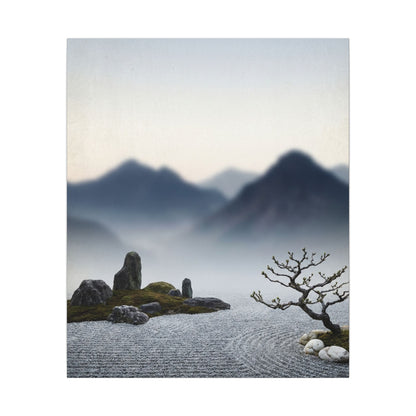 Mountain Mist Karesansui Canvas Art | Contemplative Zen Art