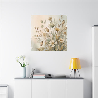 Summer Dried Flowers Watercolor Canvas Art | Elegant Decor