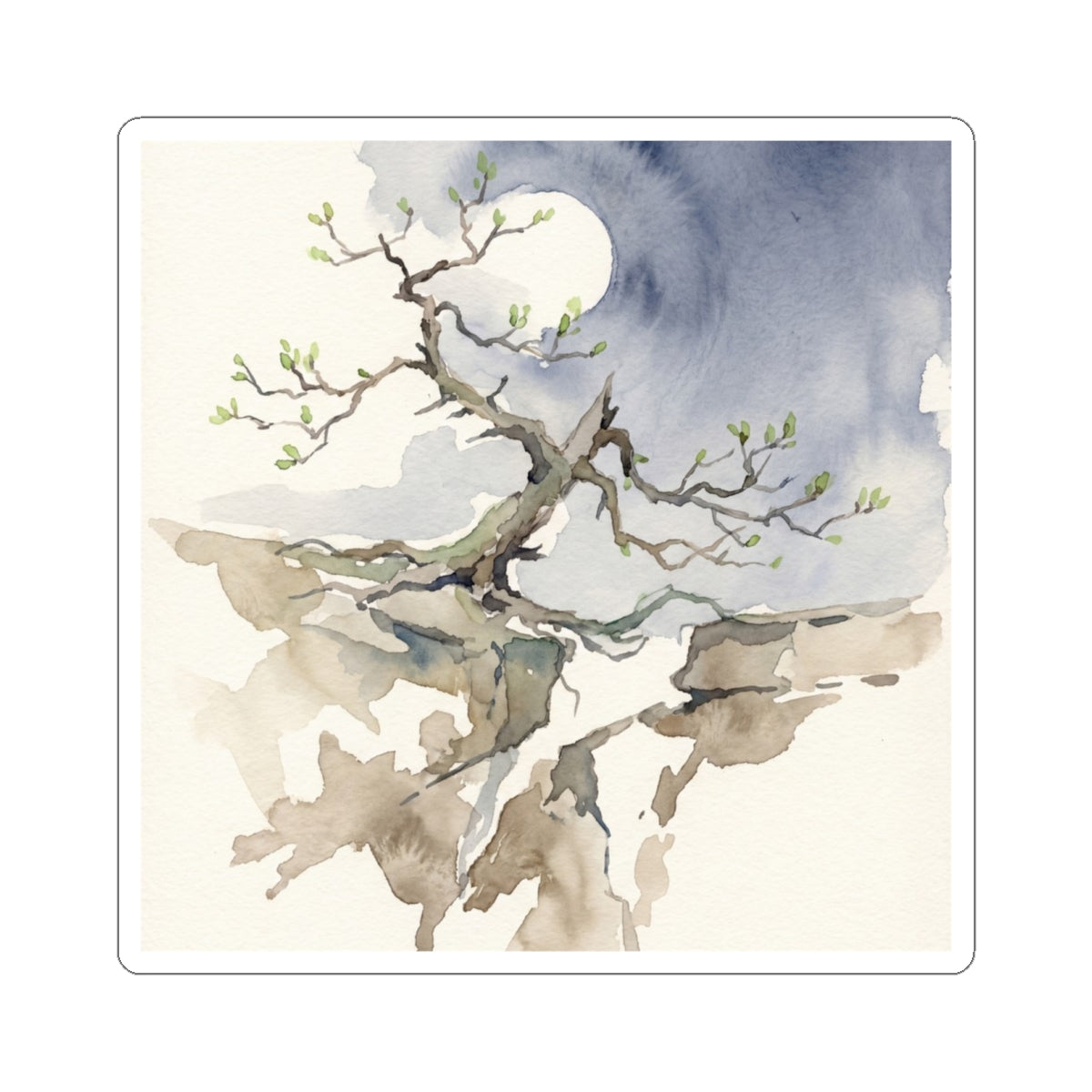 Pine Tree Sticker | Spring Japandi Watercolor Art