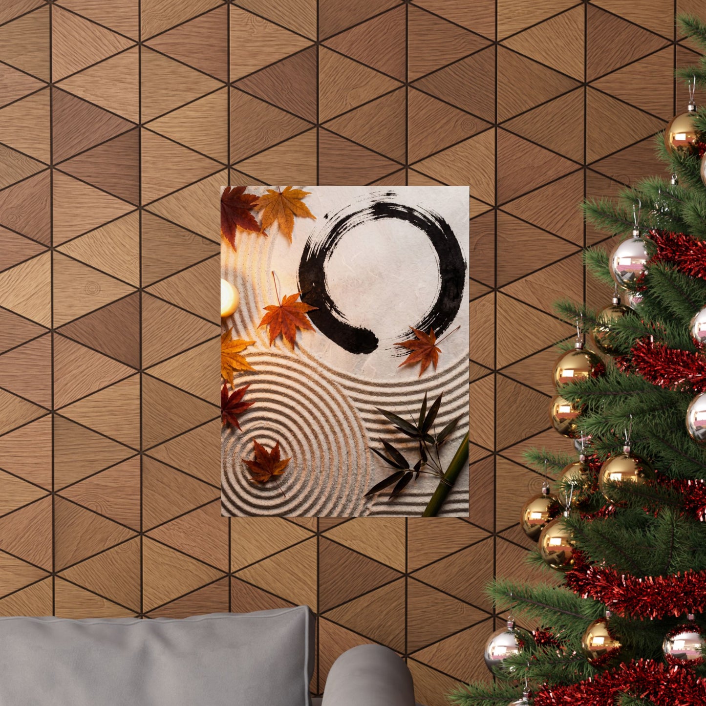 Zen Rock Garden in Candlelight | Enso Wall Art Print