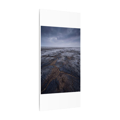 Dark Japandi Cracked Earth in Overcast | Dark Texture Canvas Art