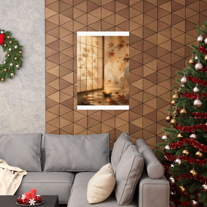 Shoji Screen Autumn Wall Art Print | Japandi Warm Design