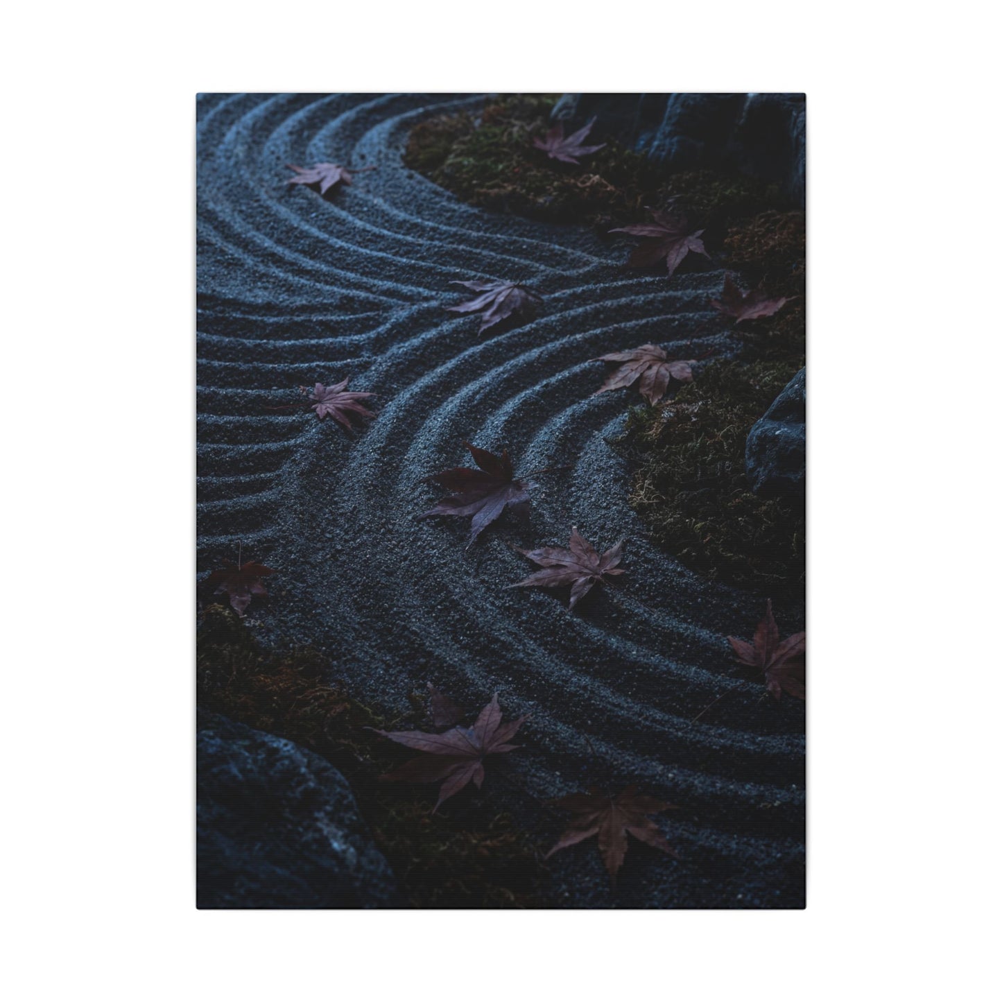 Rock Garden Canvas Art | Autumn Dark Japandi Dark Texture Art