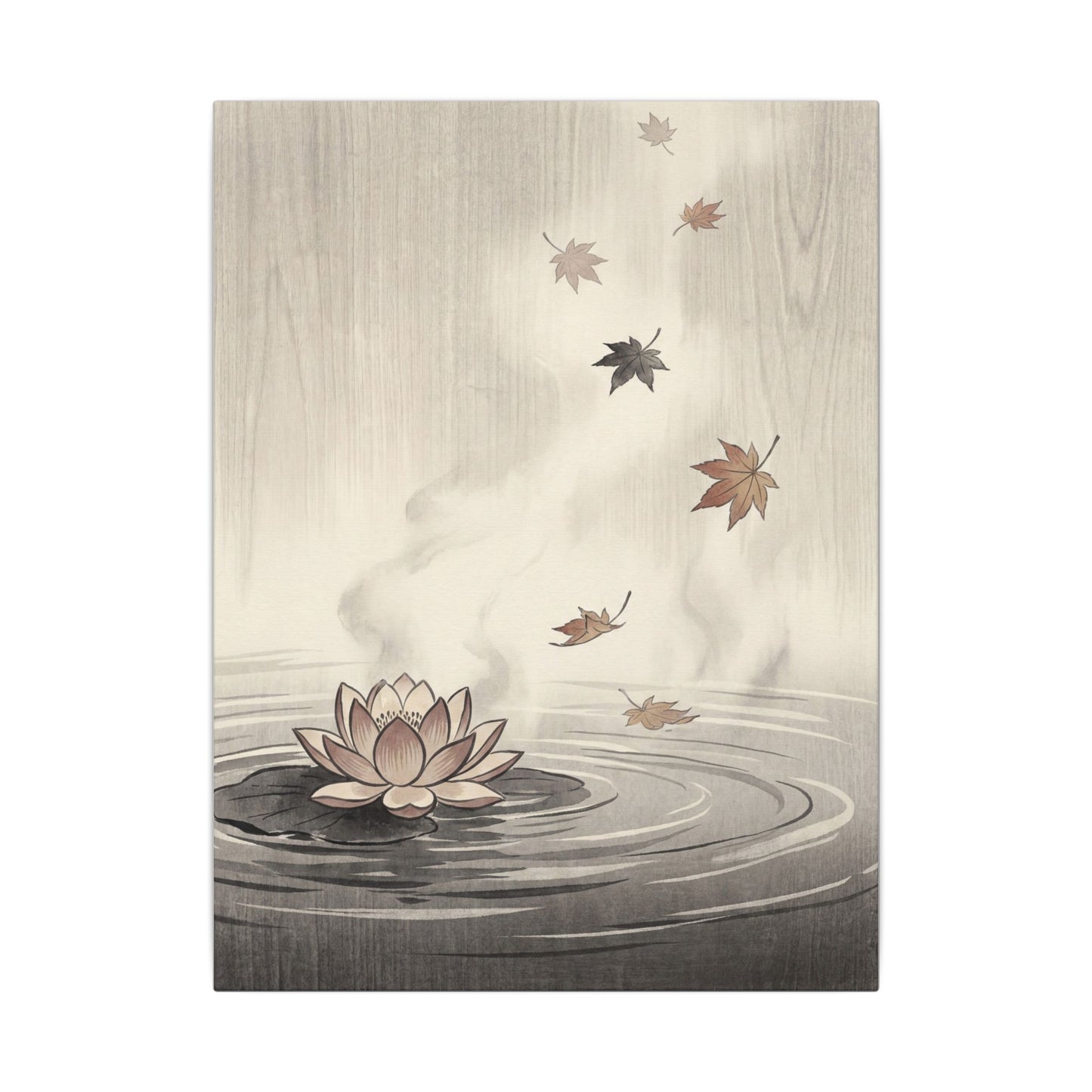 Lotus Flower Canvas Art | Autumn Zen Ukiyo E Inspired Art