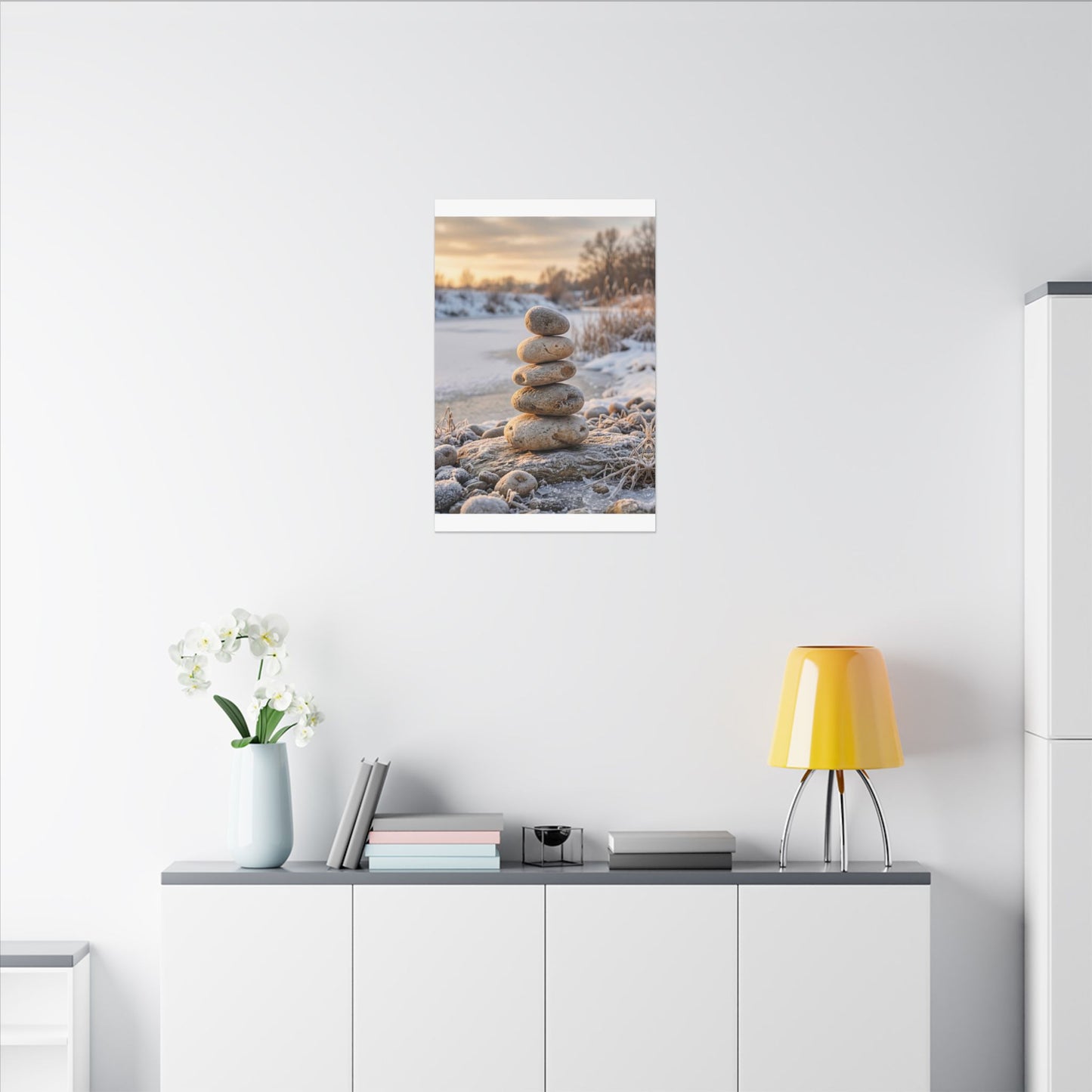 Ma River Stones Canvas Art - Japandi Japanese Pattern