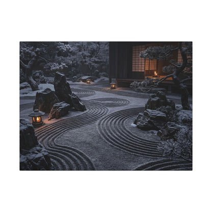 Candlelight Rock Garden Canvas Art - Dark Japandi Fukinsei Art Print