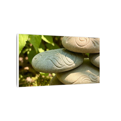 River Stones Summer Canvas Art | Japandi Earthy Design