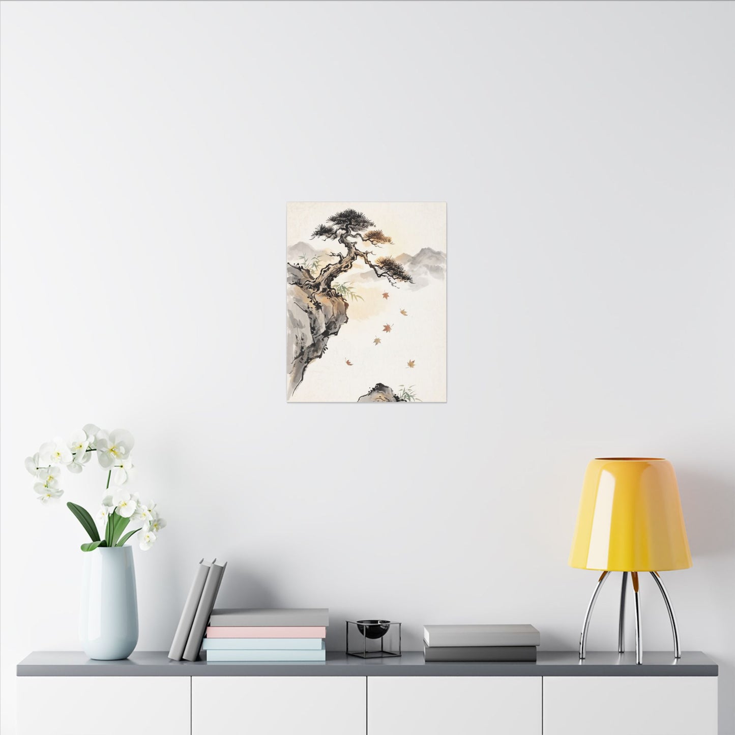 Peaceful Pine Tree Canvas Art - Sumi E Zen