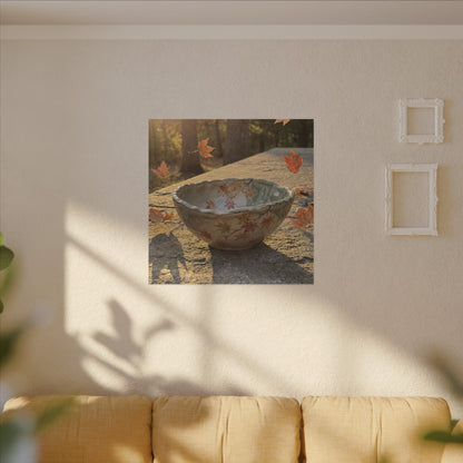 Japandi Ceramic Bowl in Golden Hour | Japanese Pattern Canvas Art