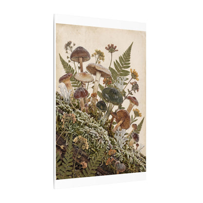 Winter Wild Mushrooms Herbarium Canvas Art | Enchanting Decor