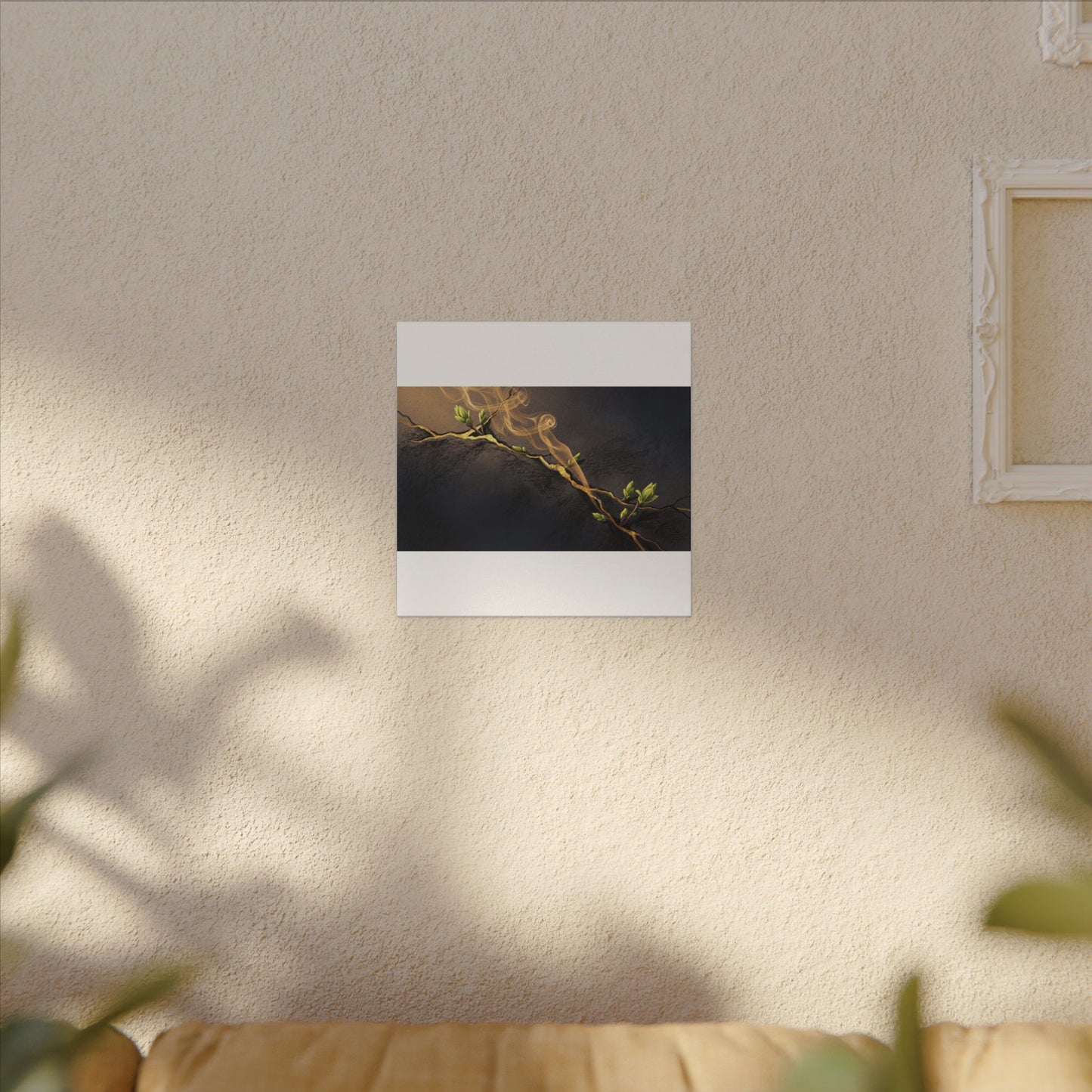 Spring Incense Smoke Gold Vein Canvas Art | Healing Decor