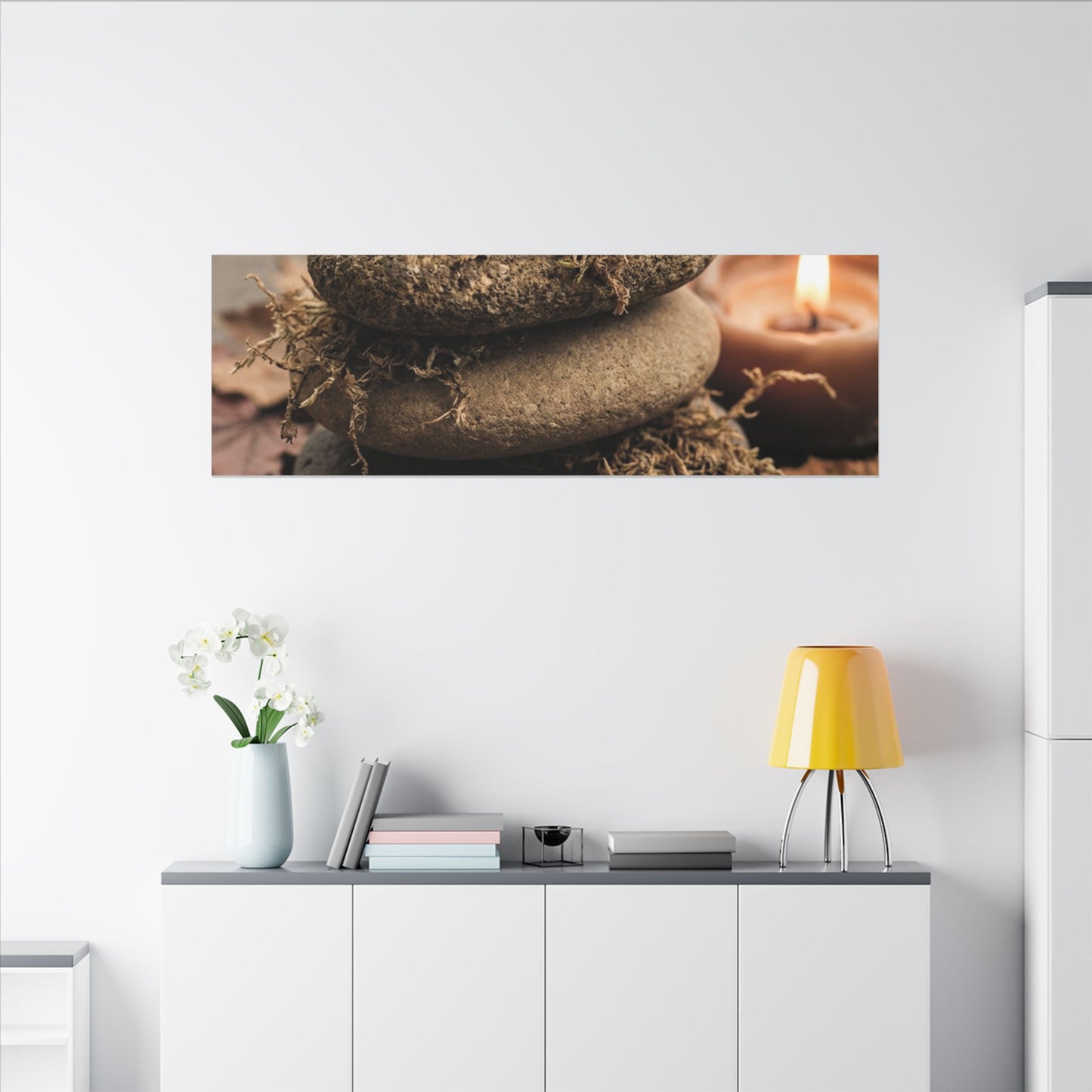 River Stones Canvas Art | Autumn Japandi Texture Art