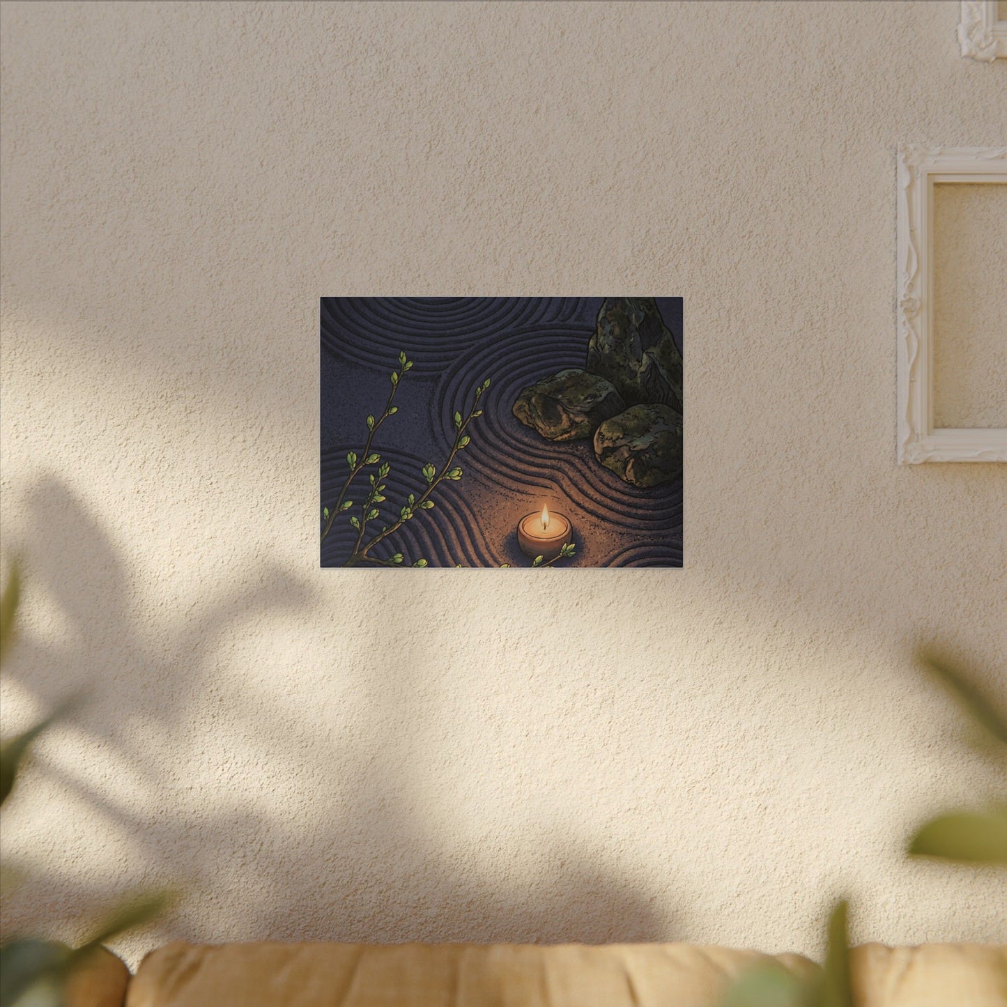Mono No Aware Rock Garden Canvas Art - Zen Ukiyo E Inspired