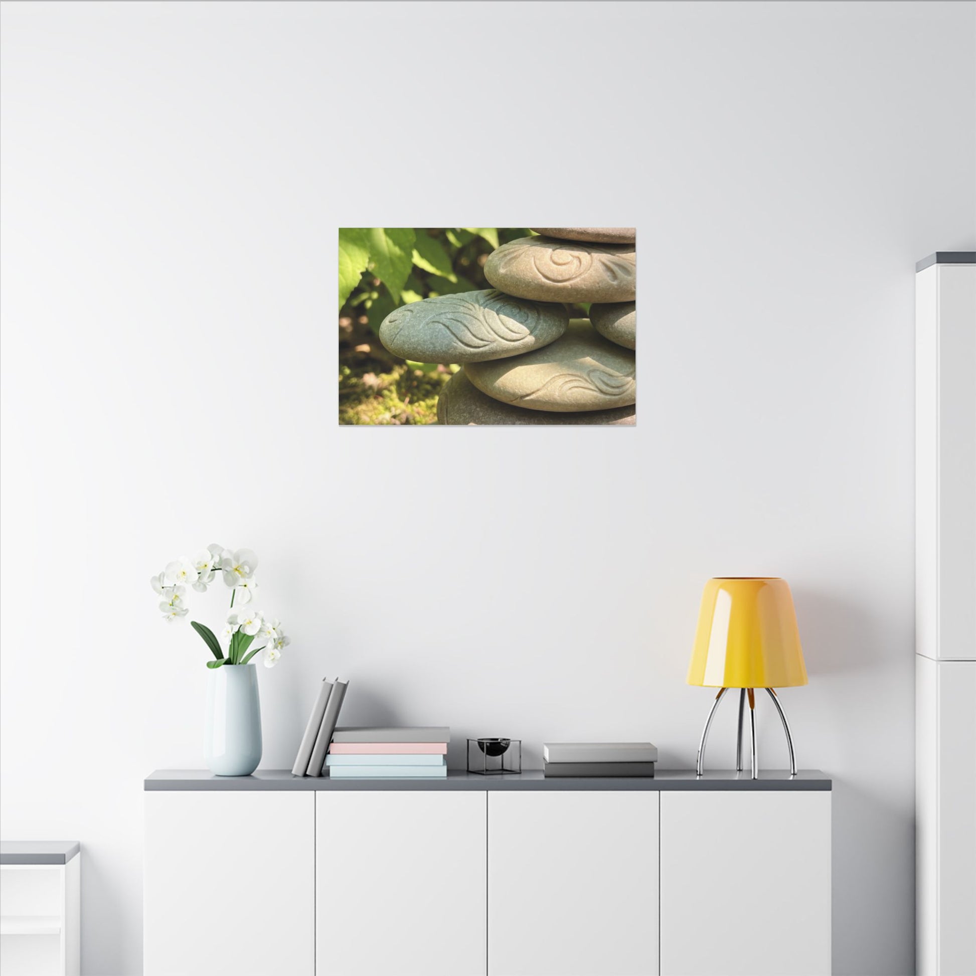 River Stones Summer Canvas Art | Japandi Earthy Design Art Print