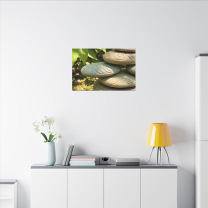 River Stones Summer Canvas Art | Japandi Earthy Design Art Print