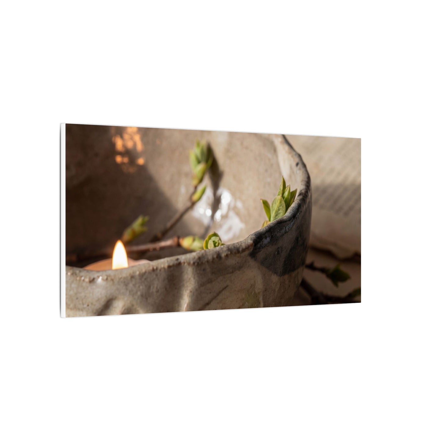 Candlelight Ceramic Bowl Canvas Art - Japandi Ma
