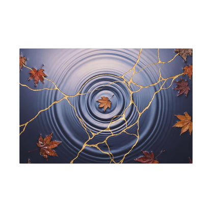 Kintsugi Water Ripple in Dawn | Gold Vein Canvas Art