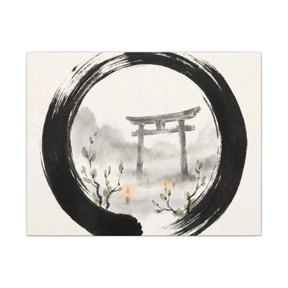Spring Torii Gate Enso Canvas Art | Tranquil Decor Art Print