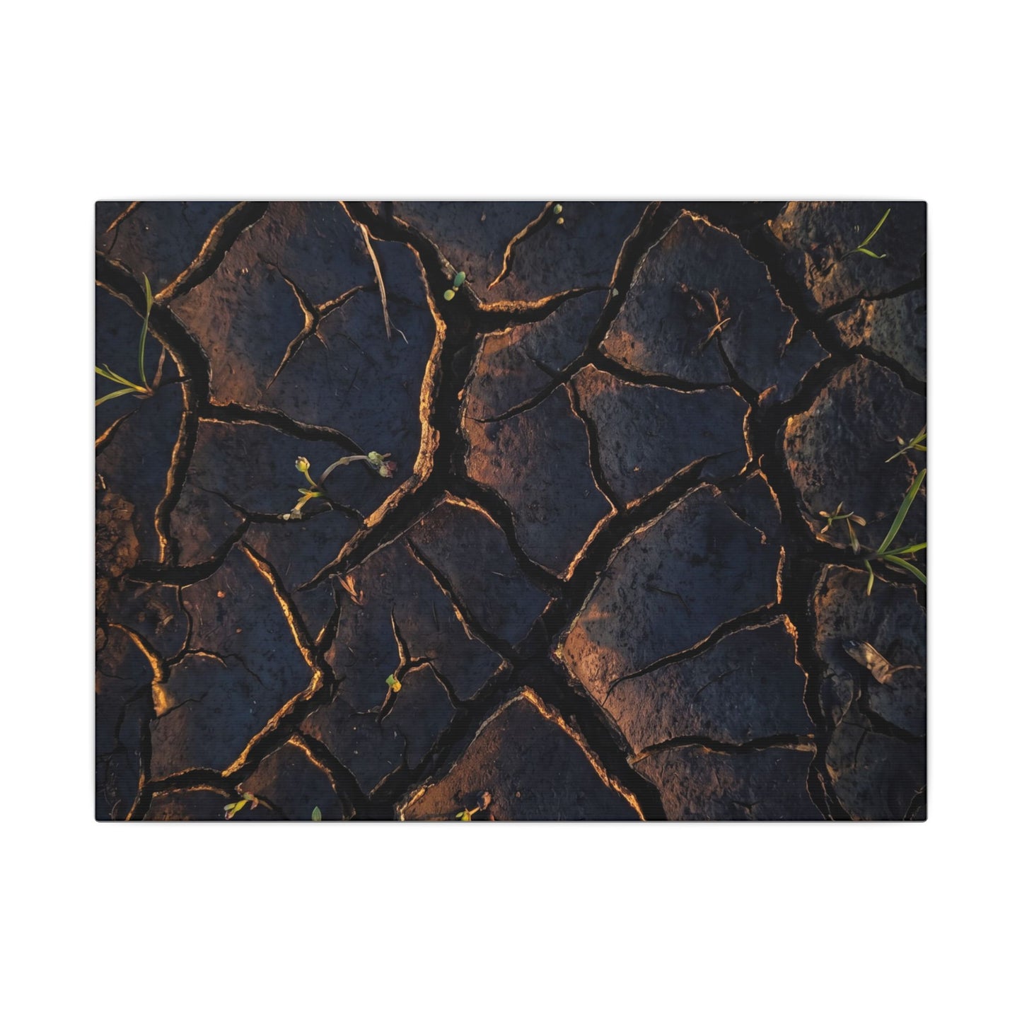 Cracked Earth Moody Minimal Canvas Art | Luxurious Dark Japandi Art Art Print