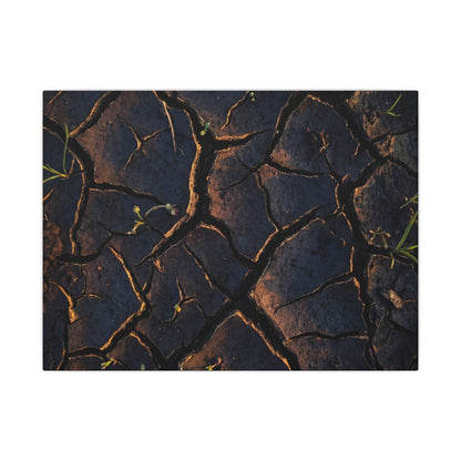 Cracked Earth Moody Minimal Canvas Art | Luxurious Dark Japandi Art Art Print