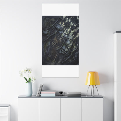 Rock Garden Canvas Art | Winter Dark Japandi Dark Texture Art