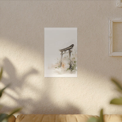 Fukinsei Torii Gate Canvas Art - Japandi Watercolor
