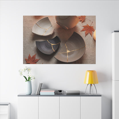 Candlelight Broken Pottery Canvas Art - Japandi Ma