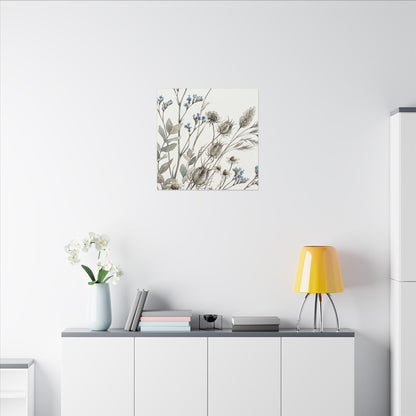 Dried Flowers Canvas Art | Summer Japandi Watercolor Art
