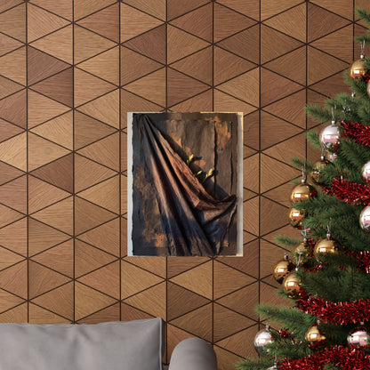 Dark Japandi Silk Drape in Golden Hour | Dark Texture Wall Art Print