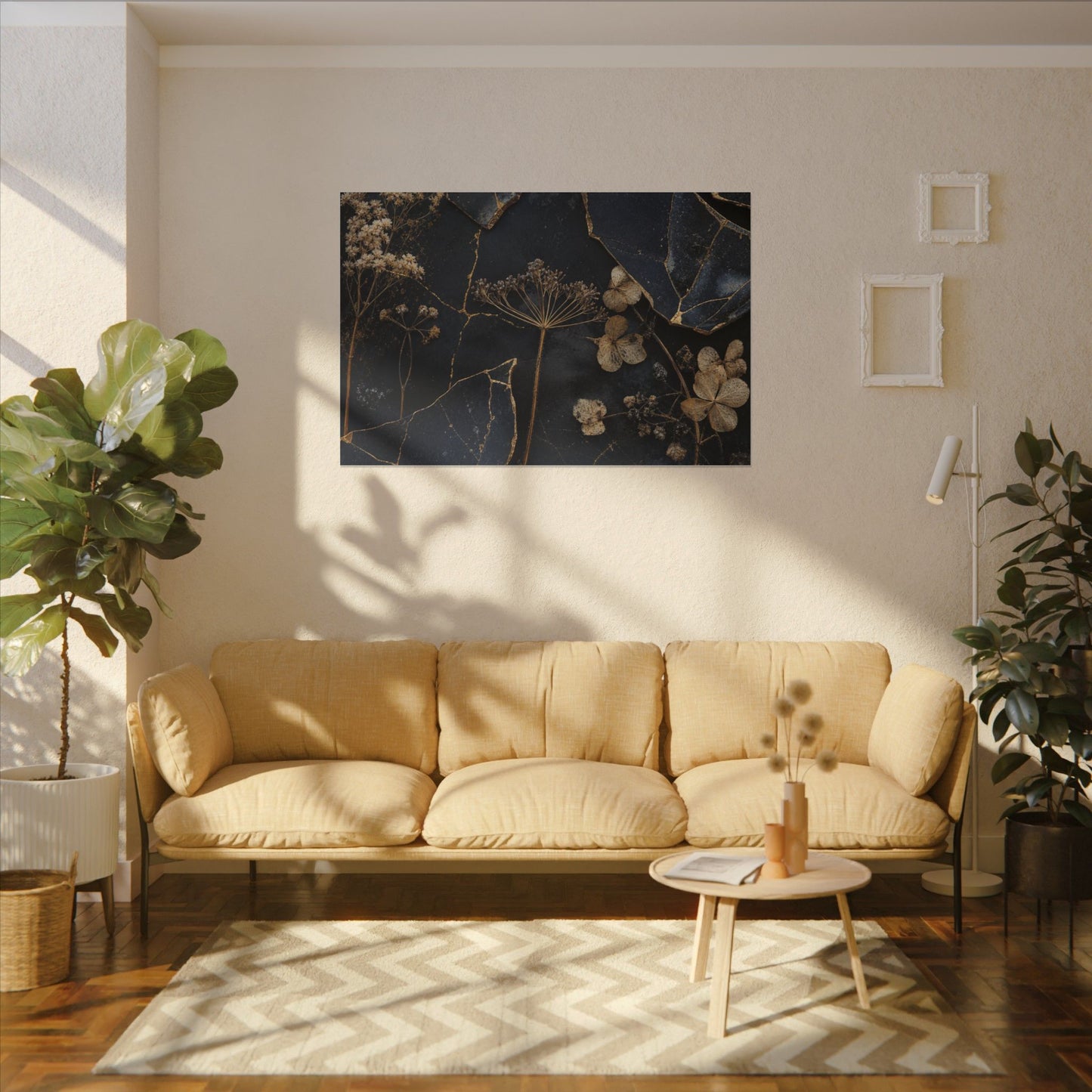 Philosophical Dried Flowers Canvas Art - Broken Beauty Kintsugi