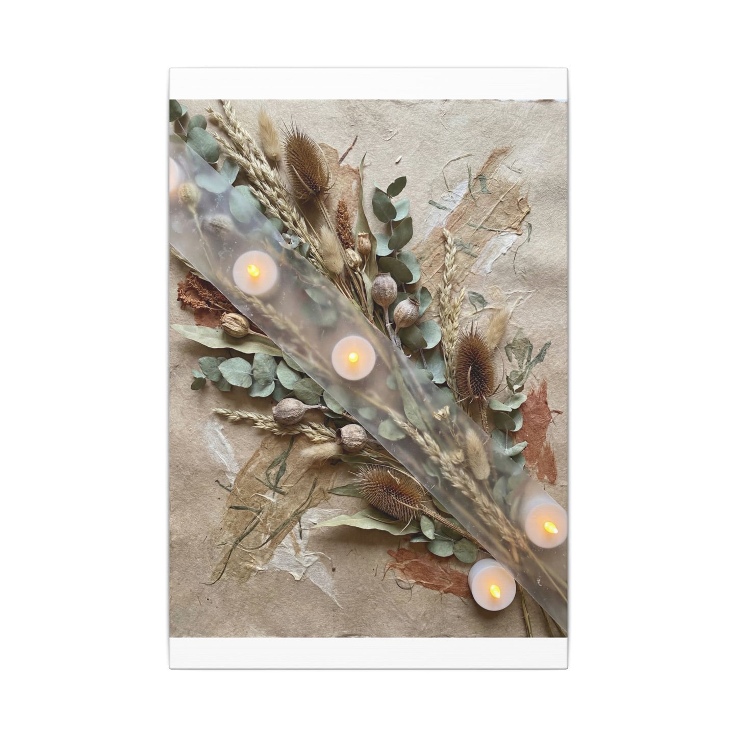 Candlelight Dried Flowers Canvas Art - Japandi Kanso