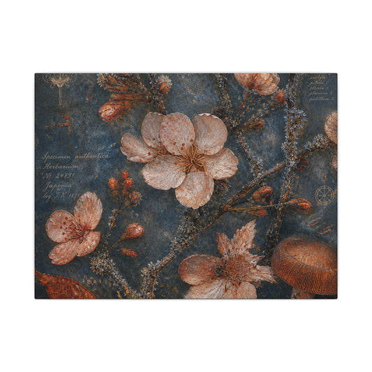 Seijaku Cherry Blossom Canvas Art - Cottagecore Herbarium