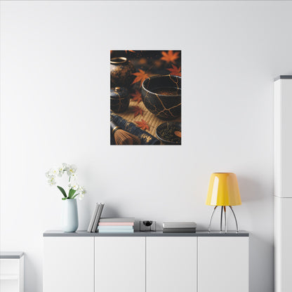 Seijaku Tea Ceremony Canvas Art - Kintsugi Gold Repair