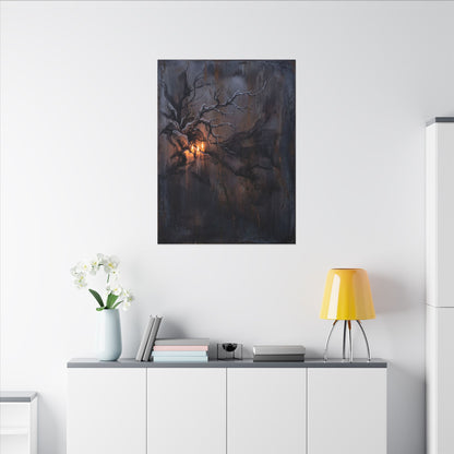 Winter Rust Patina Charcoal Ink Canvas Art | Atmospheric Decor