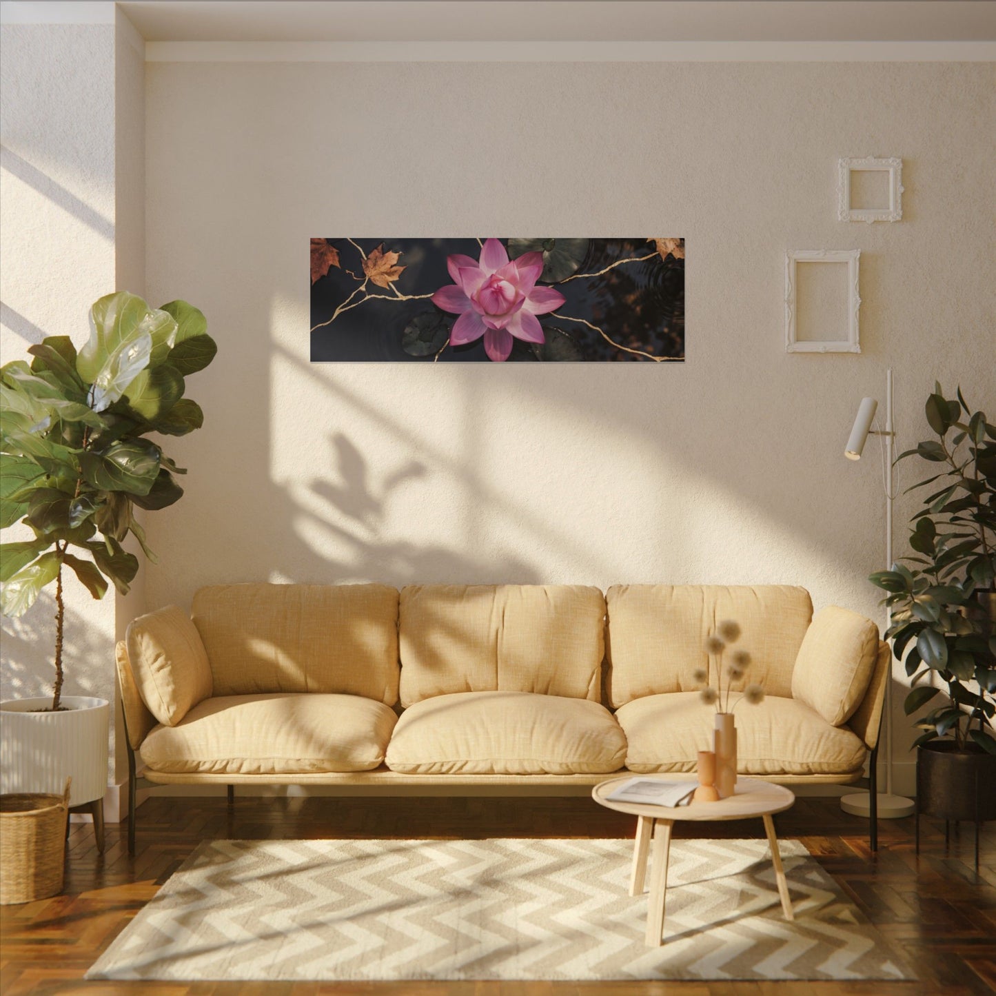 Ma Lotus Flower Canvas Art - Kintsugi Gold Vein
