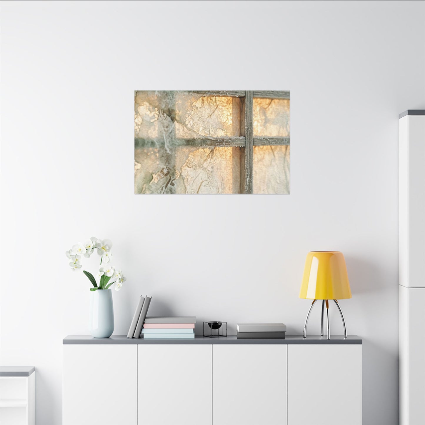 Neutral Shoji Screen Canvas Art - Watercolor Japandi