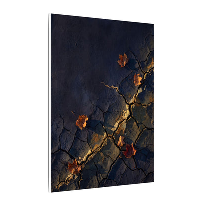 Cracked Earth Canvas Art | Autumn Dark Japandi Dark Texture Art