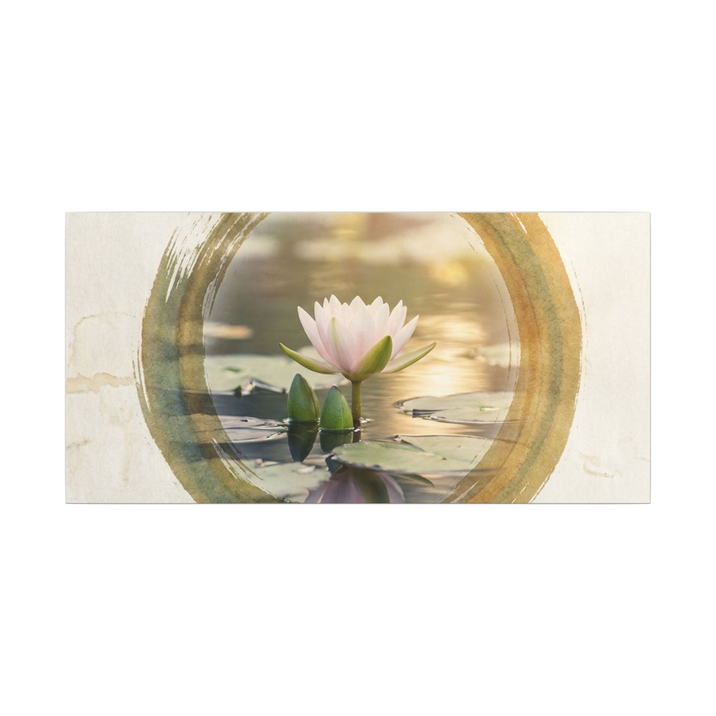 Peaceful Lotus Flower Canvas Art - Enso Zen