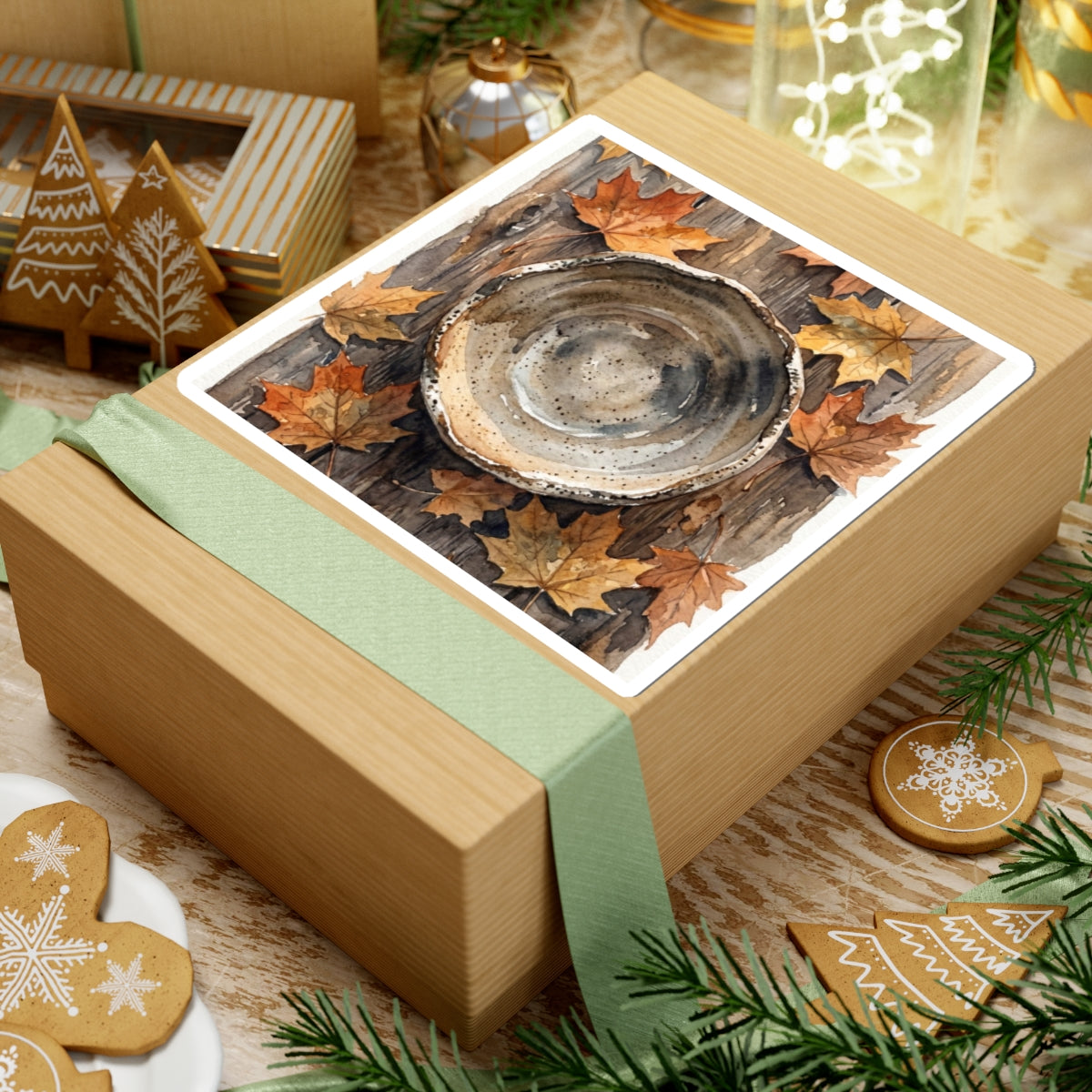 Autumn Ceramic Bowl Watercolor Sticker | Warm Decor