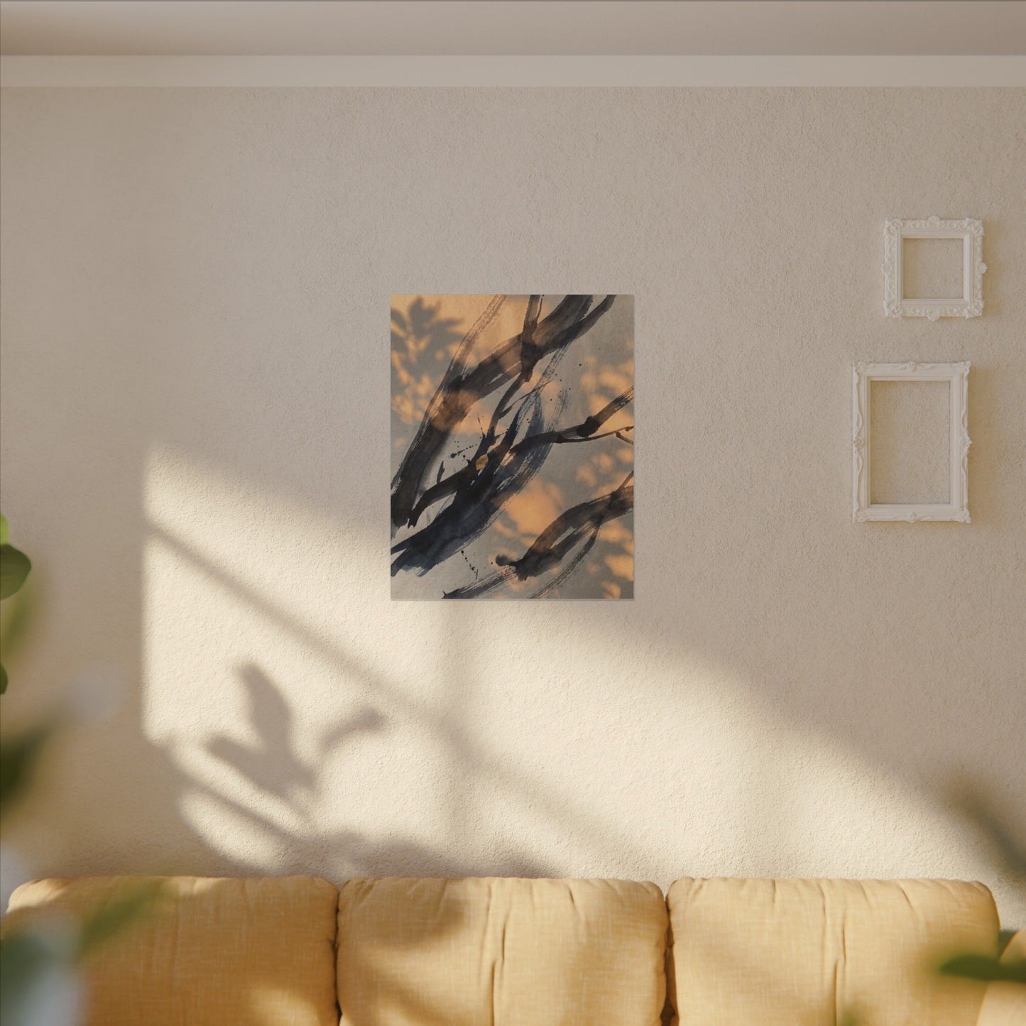 Datsuzoku Ink Brushstroke Canvas Art - Dark Japandi Shadow Zen