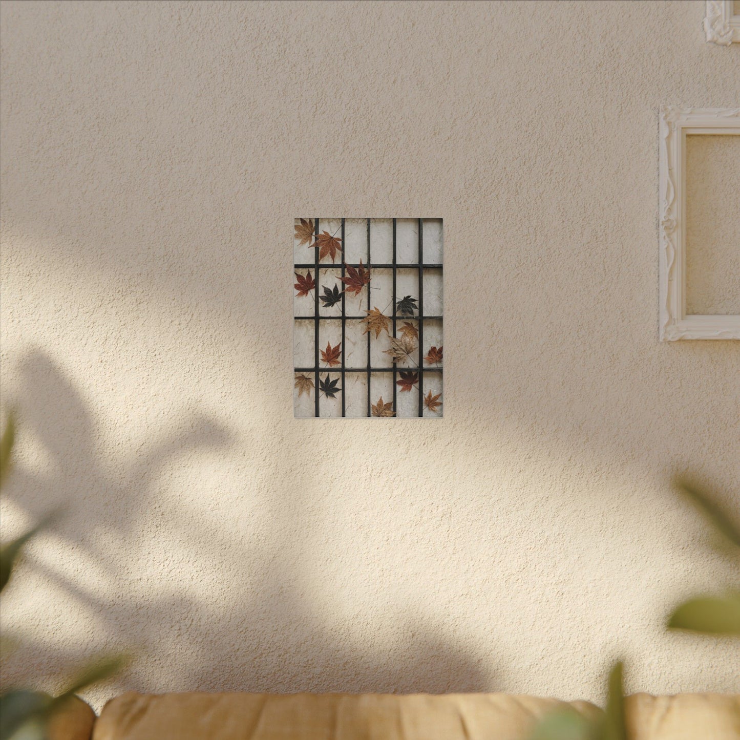 Japandi Shoji Screen in Overcast | Texture Canvas Art