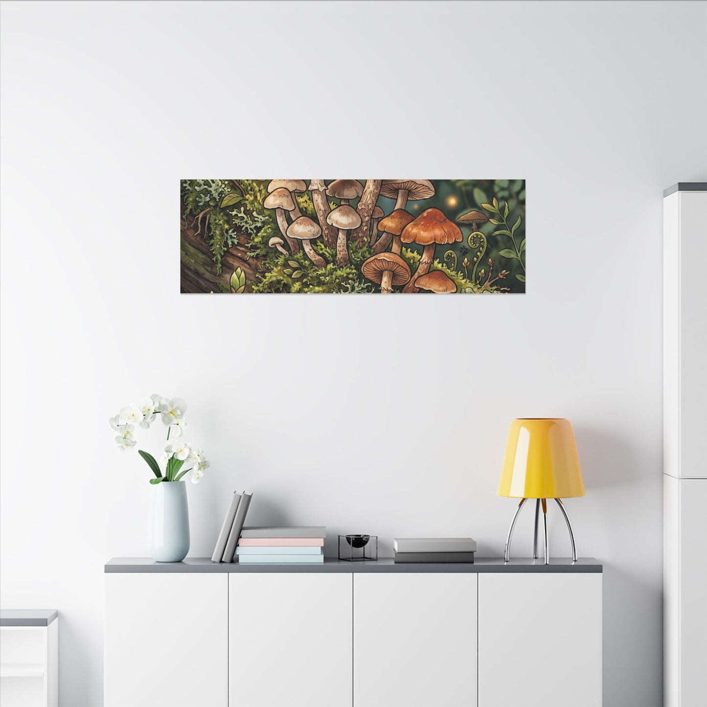 Spring Wild Mushrooms Herbarium Canvas Art | Rustic Decor
